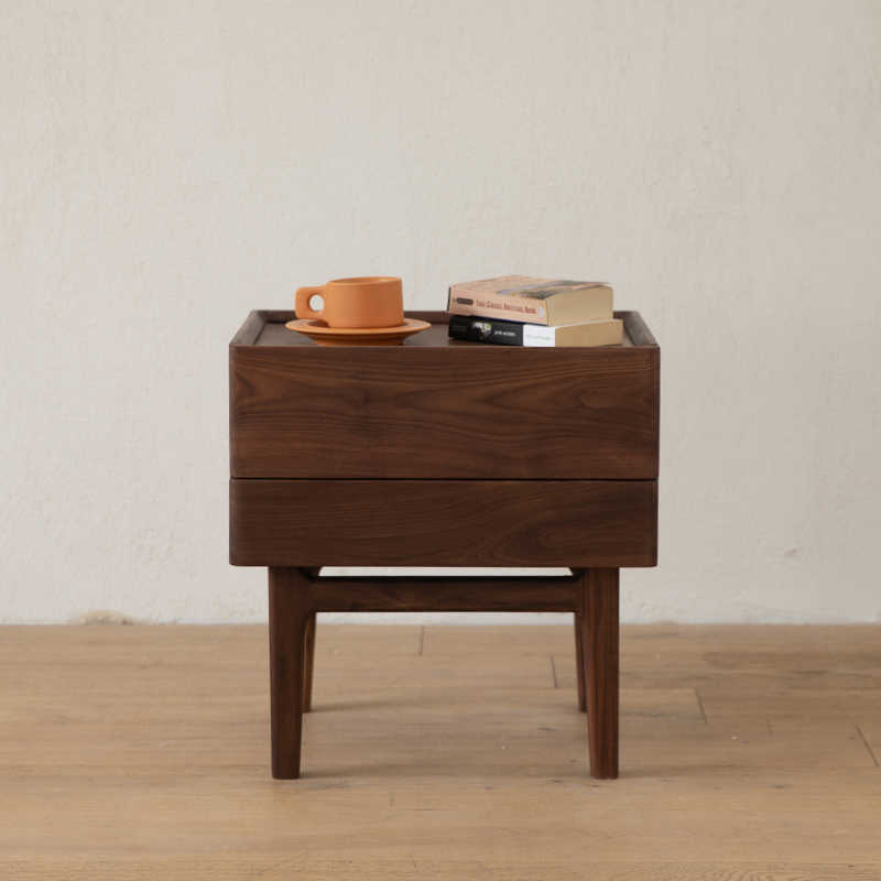 Mazonvintage-Eclipse Four High Leg Walnut Wood Bedside Table