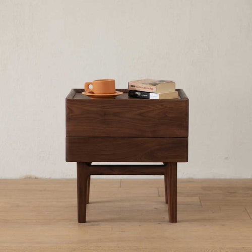 Mazonvintage-Eclipse Four High Leg Walnut Wood Bedside Table