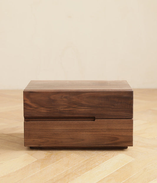 Mazonvintage-Minimalist Appeal Black Walnut Wood Nightstand