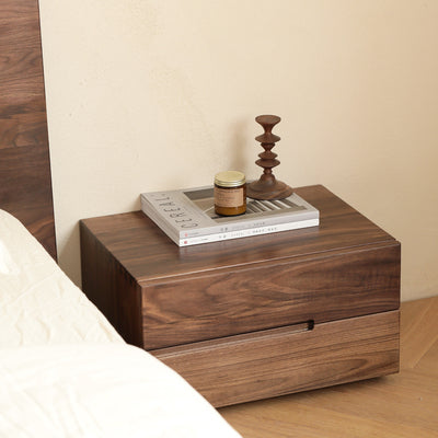 Mazonvintage-Minimalist Appeal Black Walnut Wood Nightstand