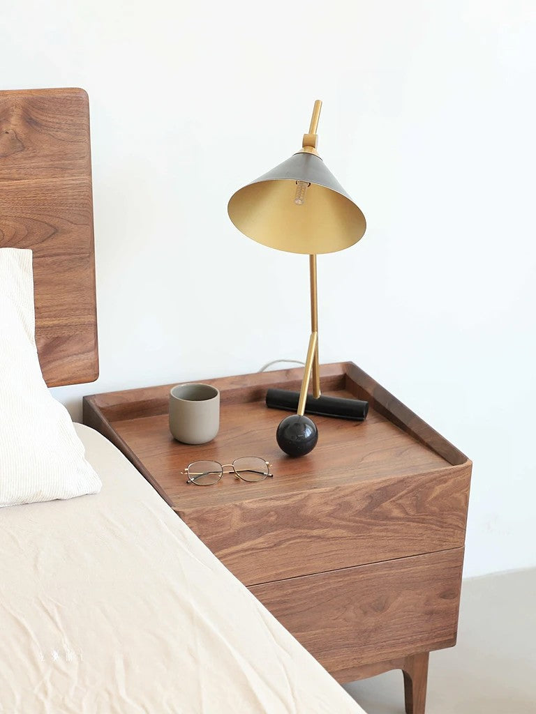 Mazonvintage-Lost Horizon Style Black Walnut Wood Nightstand
