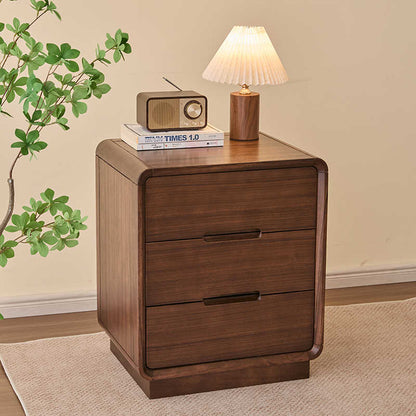 Mazonvintage-Bespoke 3 Drawers Black Walnut Wood Bedside Table