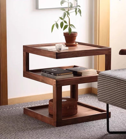Mazonvintage-Creative Geometry Black Walnut Wood Side Table