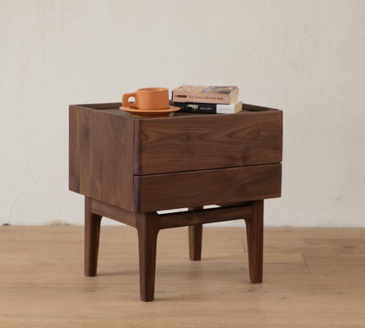 Mazonvintage-Eclipse Four High Leg Walnut Wood Bedside Table