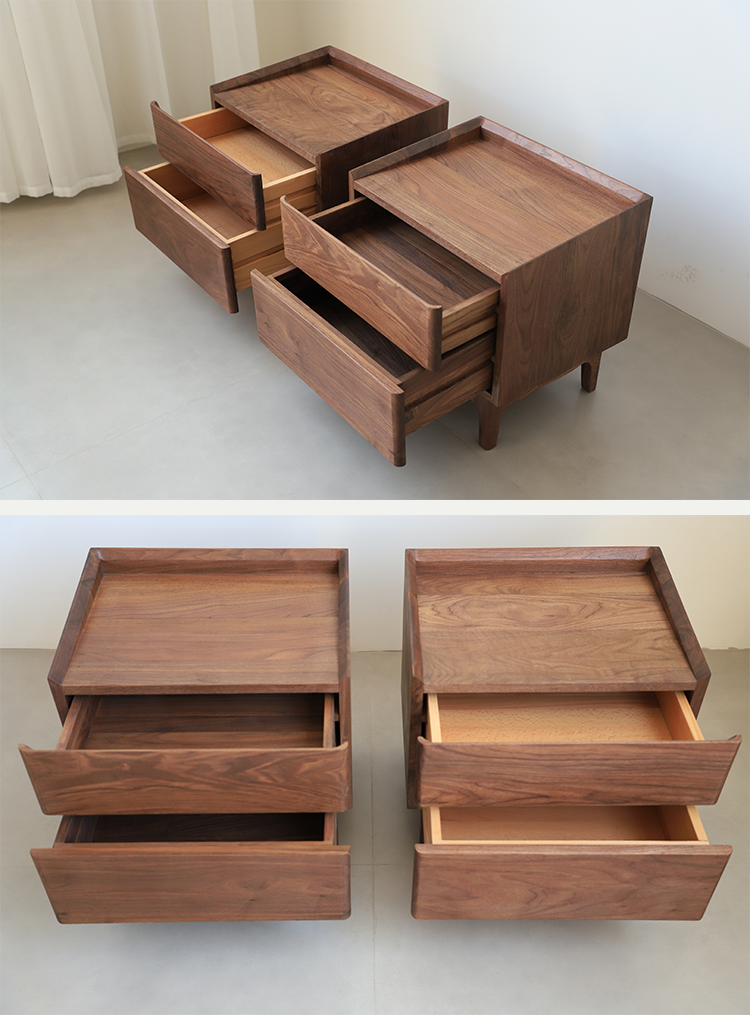 Mazonvintage-Lost Horizon Style Black Walnut Wood Nightstand
