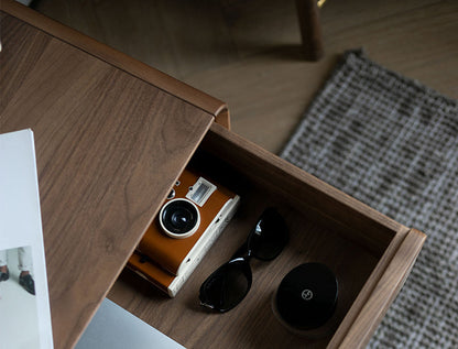 Mazonvintage-Seraph Dual Layer Black Walnut Wood Nightstand