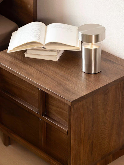 Mazonvintage-Stylish Cross Design Walnut Wood Nightstand
