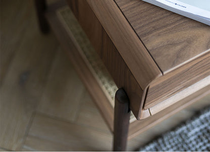 Mazonvintage-Seraph Dual Layer Black Walnut Wood Nightstand