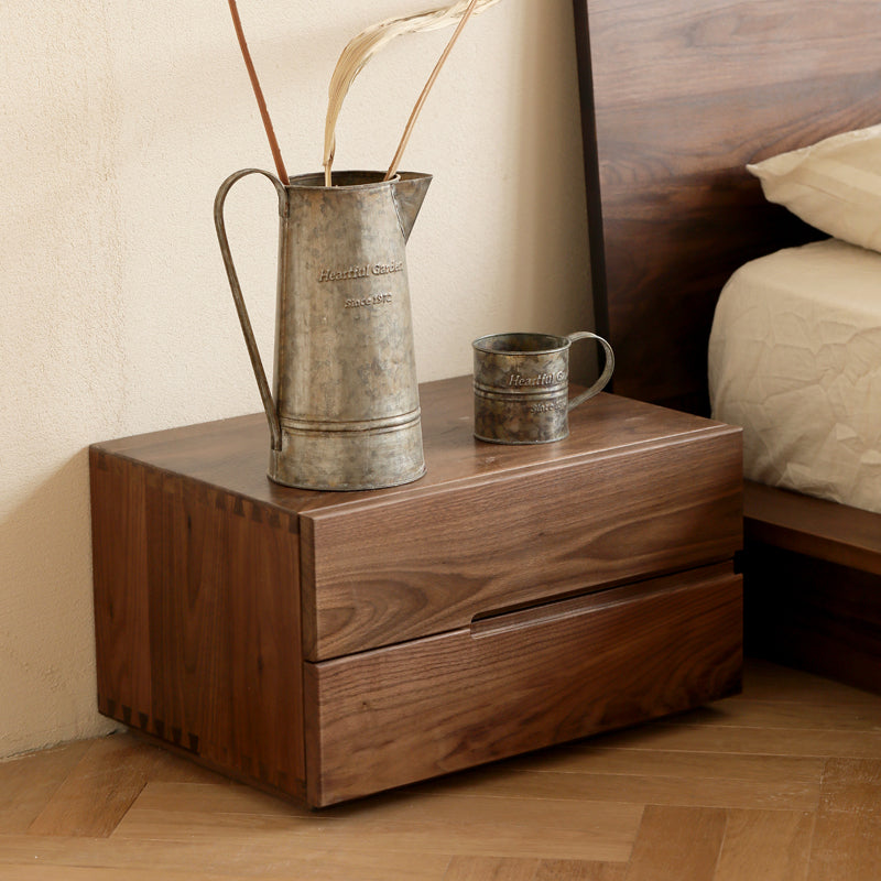 Mazonvintage-Minimalist Appeal Black Walnut Wood Nightstand