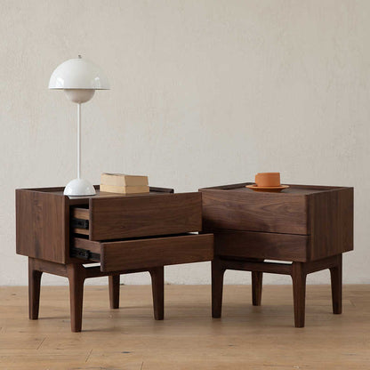 Mazonvintage-Eclipse Four High Leg Walnut Wood Bedside Table