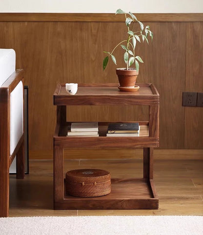 Mazonvintage-Creative Geometry Black Walnut Wood Side Table