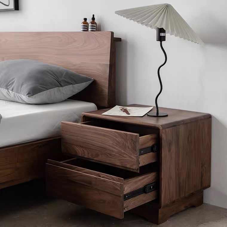 Mazonvintage-Timeless Black Walnut Wood Bedside Table