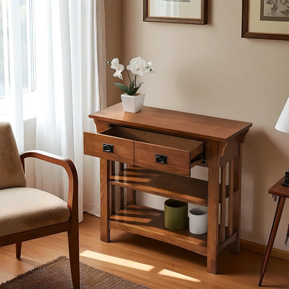 Refined Oak Console Table – Elegant Craftsman Design 