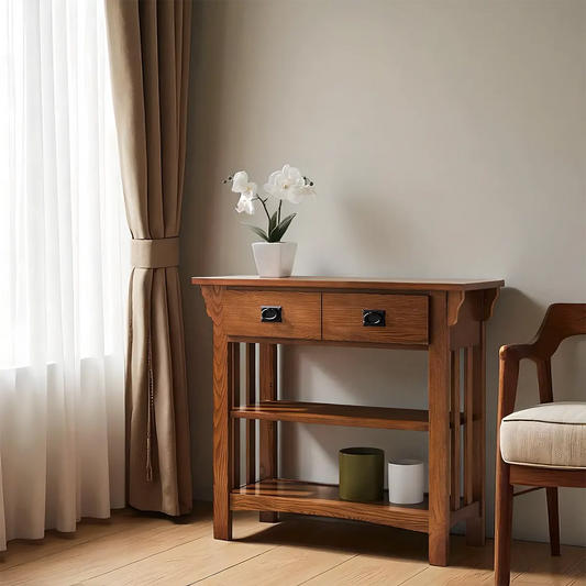 Refined Oak Console Table – Elegant Craftsman Design 