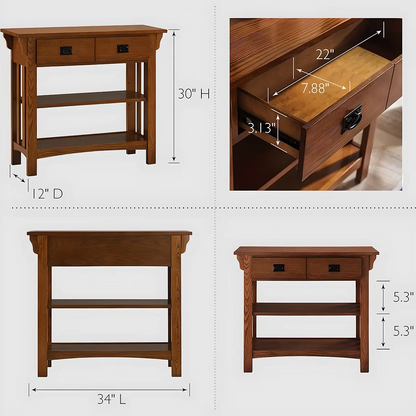 Refined Oak Console Table – Elegant Craftsman Design 