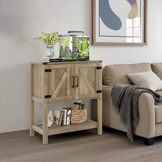 Rustic Farmhouse Console Table with Storage Shelf 