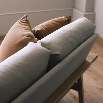 Darrin 3 Seater Oak Wood & Fabric Sofa