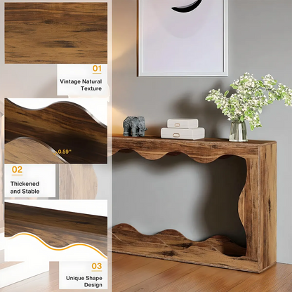 Wave Grain Wood Console Table – Farmhouse Design Glossy Paint, Decorative Table & Sofa Table 