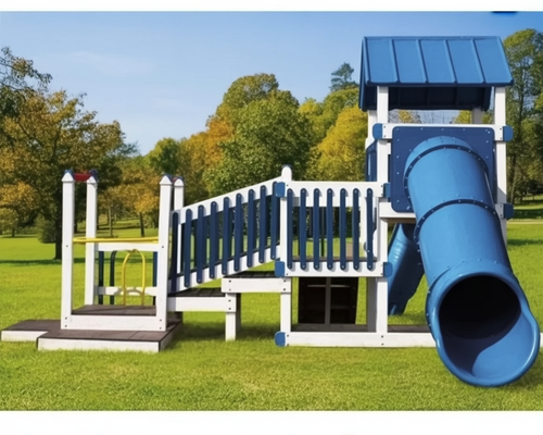 Knight’s Castle Commercial Playset – Vinyl Playground with Tube Slide and Ramp