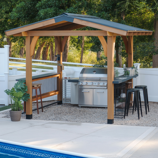 Modern Outdoor Kitchen Pavilion with Grill Station