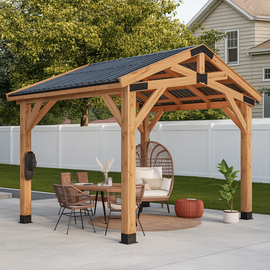 Modern Wooden Pergola with Roof – Outdoor Patio & Garden Shade
