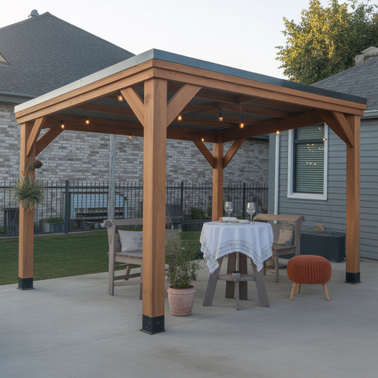 Modern Wooden Pergola with Flat Roof – Outdoor Patio Shelter