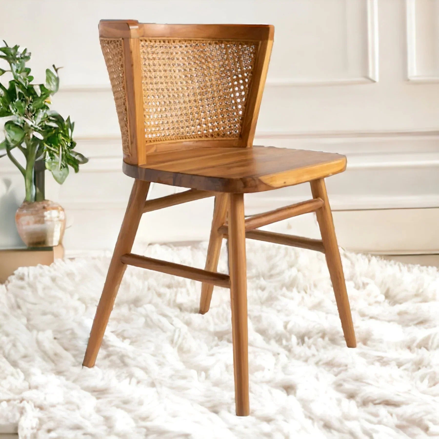 Aeron Teak Wood & Rattan Chair