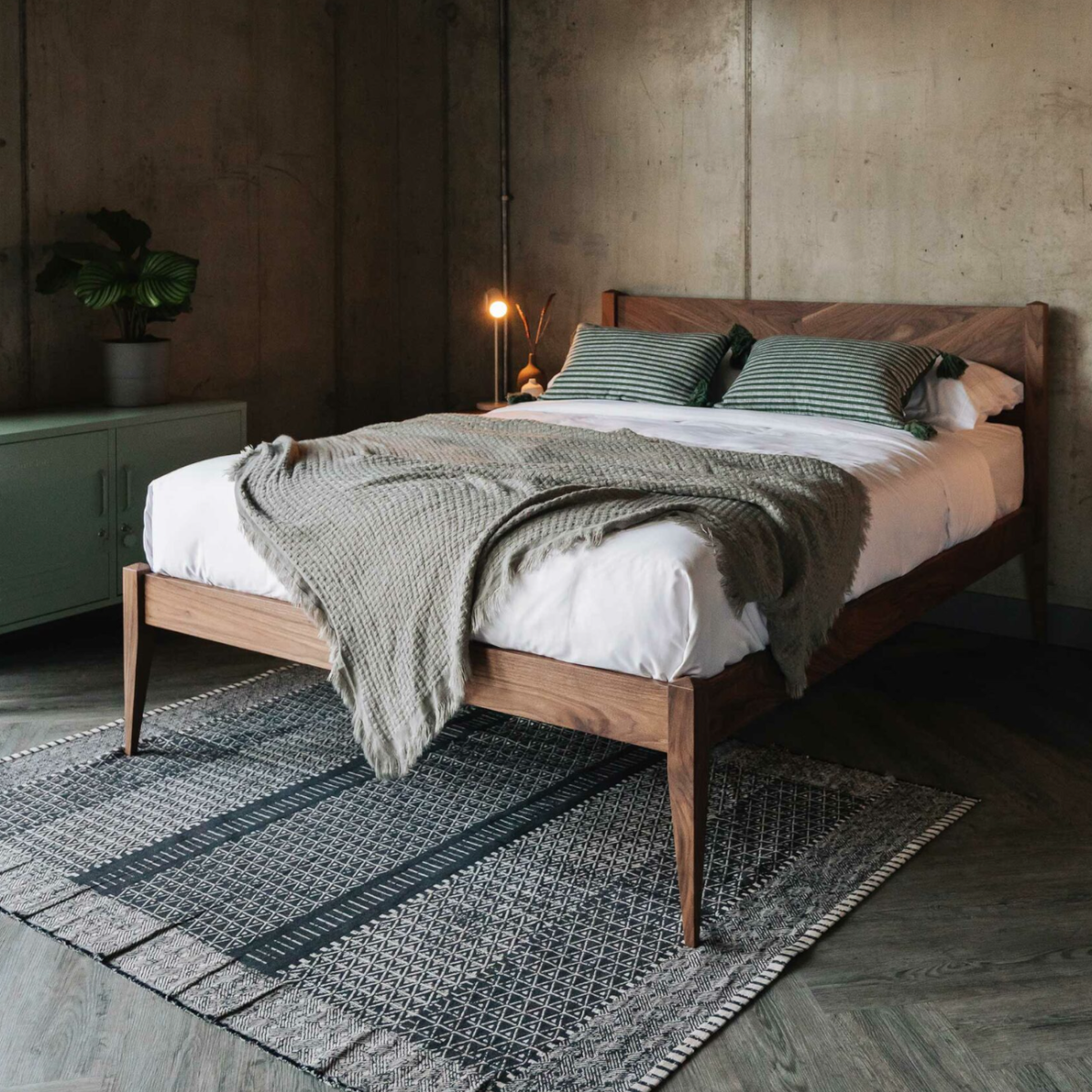Bricen Walnut Wood Bed