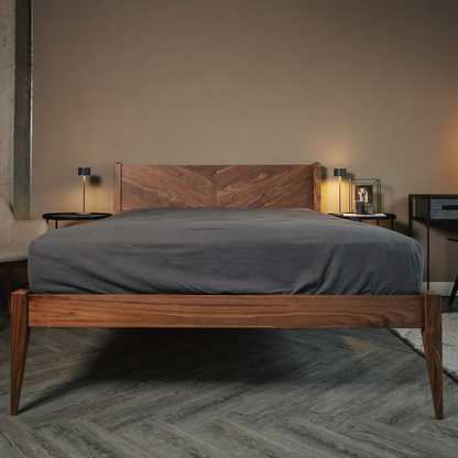 Bricen Walnut Wood Bed