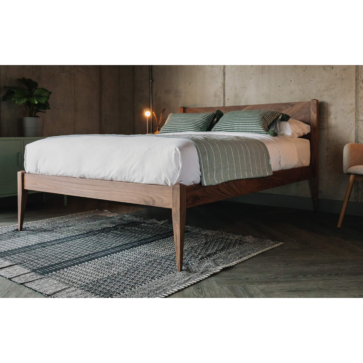 Bricen Walnut Wood Bed