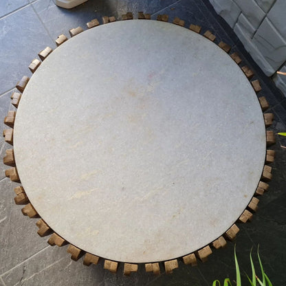 Bryan Oak Wood & Marble Top Coffee Table