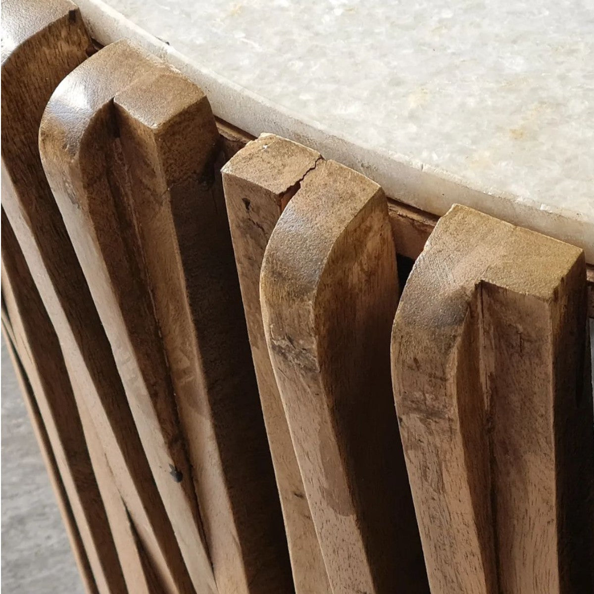 Bryan Oak Wood & Marble Top Coffee Table