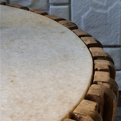 Bryan Oak Wood & Marble Top Coffee Table
