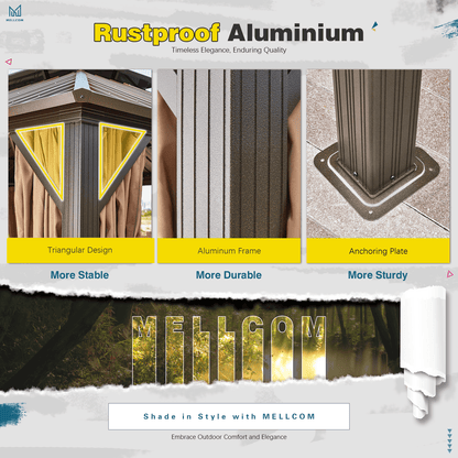 Mazonvintage 12' x 20' Mazonvintage Gazebo Aluminum Frame Gazebo with Galvanized Steel Double Roof