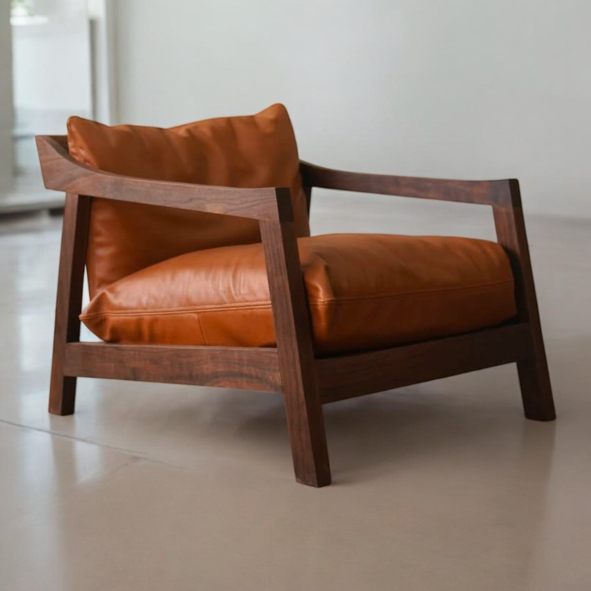 Calvine Walnut Wood Arm Chair