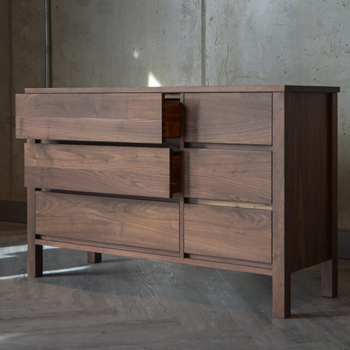 Careen Walnut Wood 6 Drawer Chest
