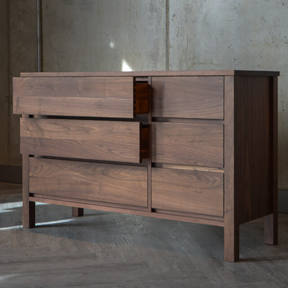 Careen Walnut Wood 6 Drawer Chest