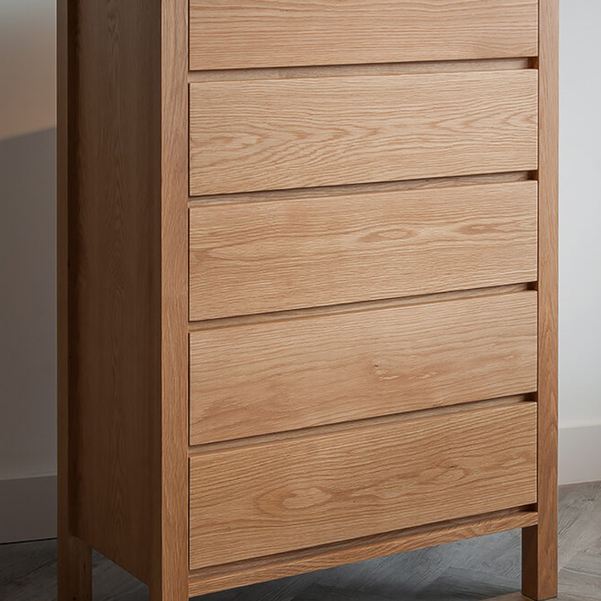 Caressa Oak Wood Chest of 5 Drawers