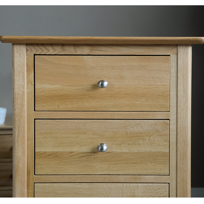 Cari Oak Wood Chest of 5 Drawers