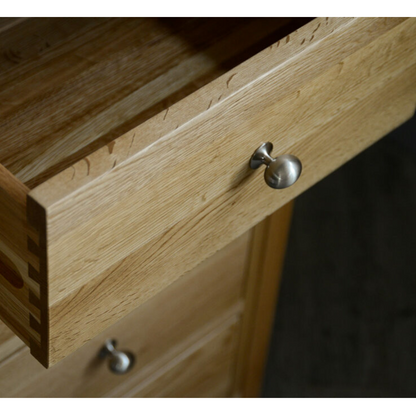 Cari Oak Wood Chest of 5 Drawers