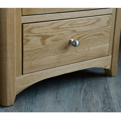 Cari Oak Wood Chest of 5 Drawers