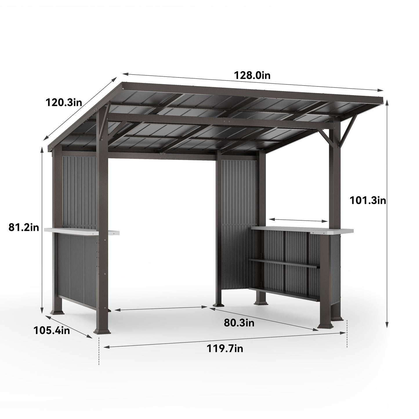 Mazonvintage 10x10ft BBQ Gazebo Canopy Tent with Sloped Roof,Grill Gazebo with Triple Shelves & Movable Bar Table, All-Weather Outdoor Grill Station & Patio Shelter for Mazonvintage Cooking and Patio Deals