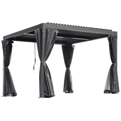 U-Mazonvintage Louvered Pergola 10x10, All Aluminum Pergola with Adjustable Rainproof Roof,Dark Grey