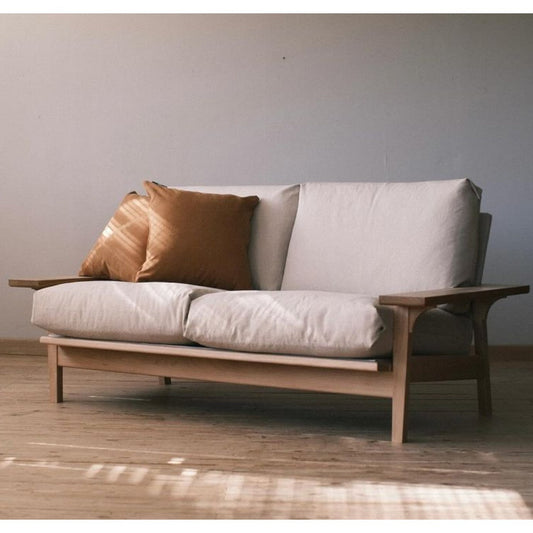 Darrin 3 Seater Oak Wood & Fabric Sofa