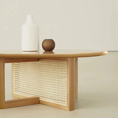 Dax Ash Wood & Rattan Coffee Table