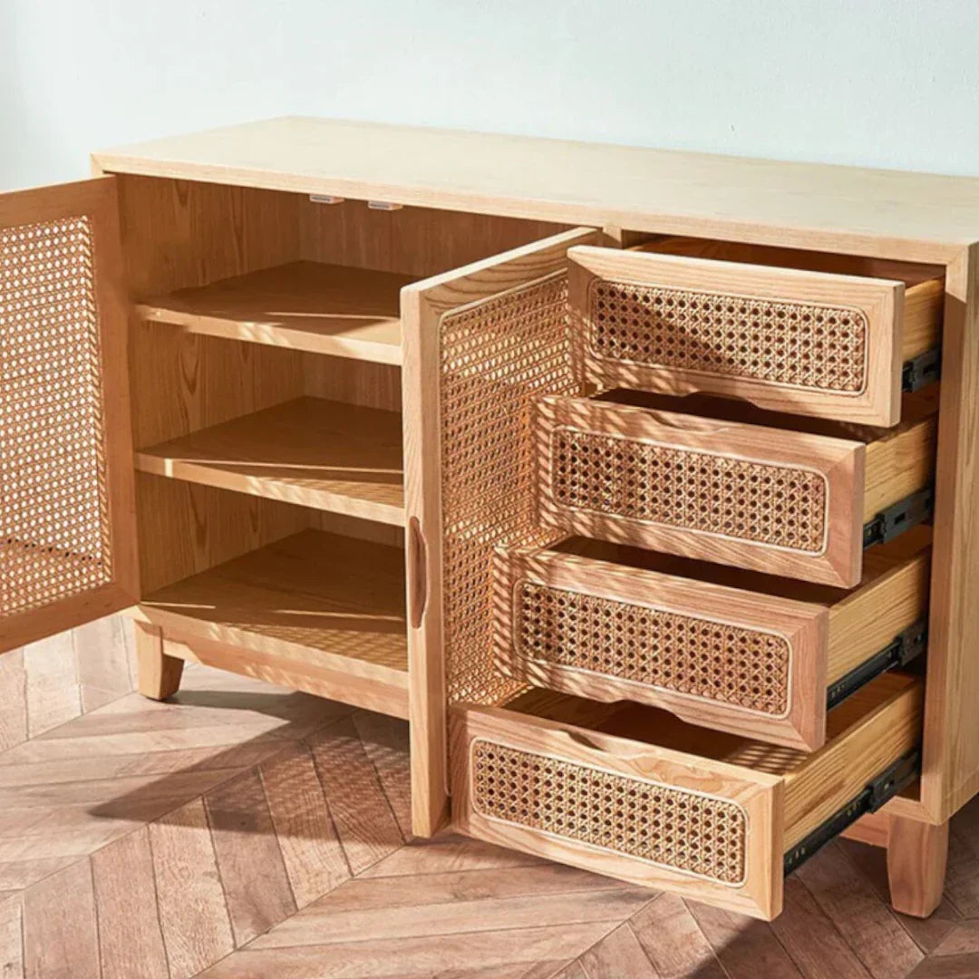 Dean Ash Wood & Rattan Sideboard