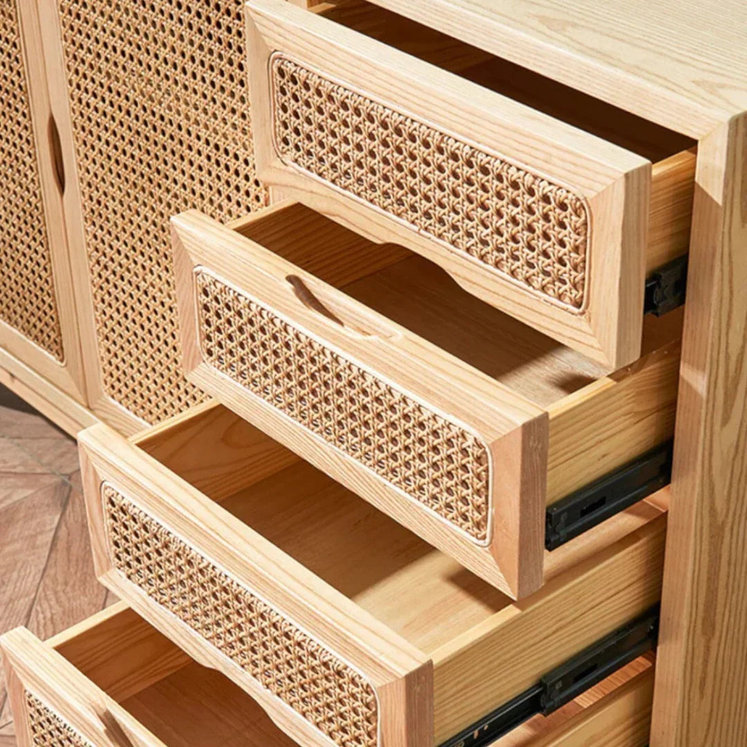 Dean Ash Wood & Rattan Sideboard