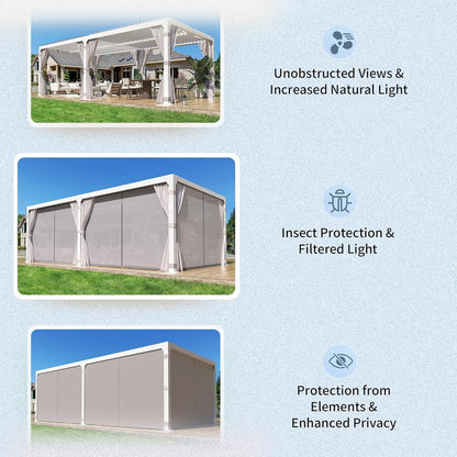 Mazonvintage Louvered Pergola 12x20, All Aluminum Pergola with Adjustable Rainproof Roof,White
