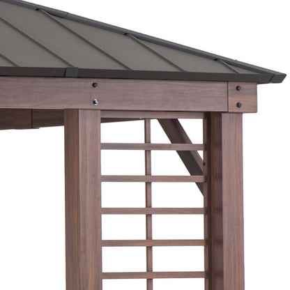 Mazonvintage 13.3 ft. x 14.8 ft. Wilmington Hardtop Gazebo with Galvanized Steel Roof and Frame, Featuring Four Built-in Planters