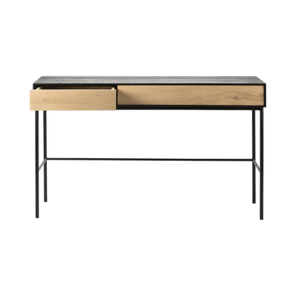 Earl Oak Wood Console Table With Stool